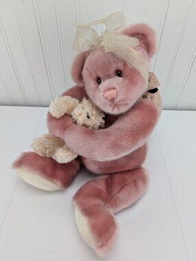 Vintage Gund Duchess Pink Bear & Baby Plush Stuffed Animal 41696 Little Girl